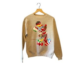 Disney Parks Epcot‎ World Showcase Mickey Mouse Sweatshirt Gray Size Small VTG